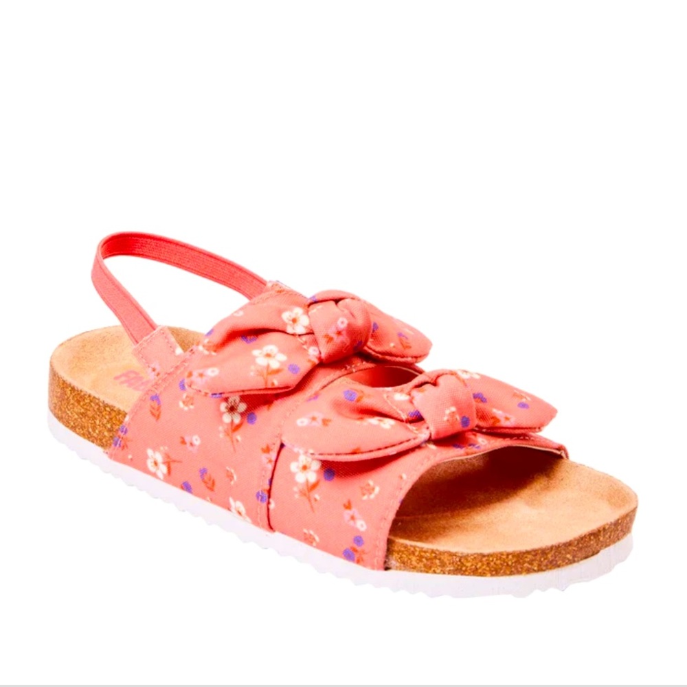 Fabkids Floral Double Bow Cork Sole Sandals- NEW- Size 11- Floral Birkenstocks
